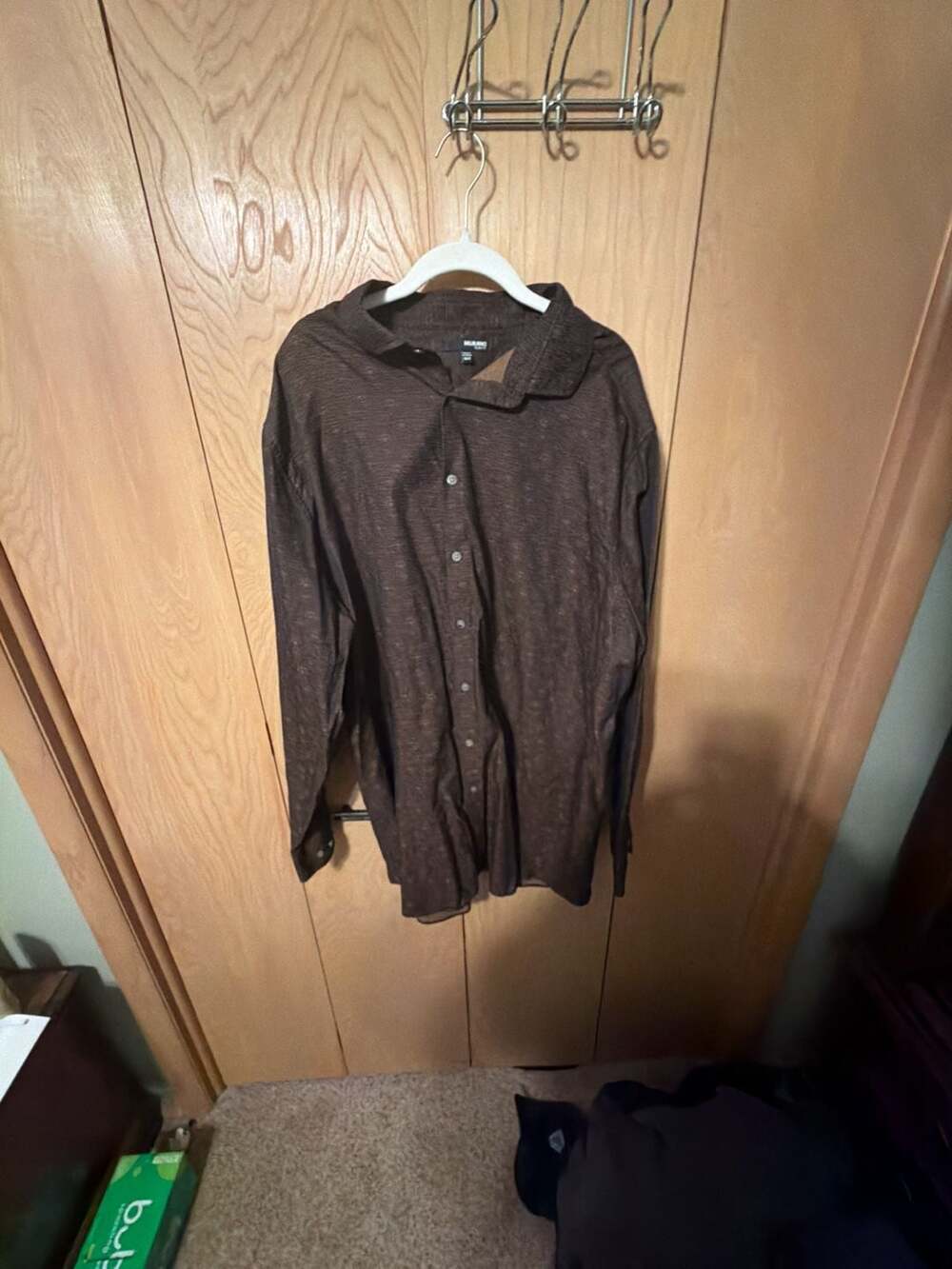 Murano Slim Fit Brown Patterned Long Sleeve Button Down Shirt 3XT